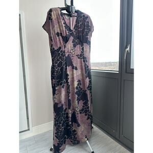 Vintage 90s Y2K Silk Babydoll Maxi Dress Women 10 Tess Cap Sleeve